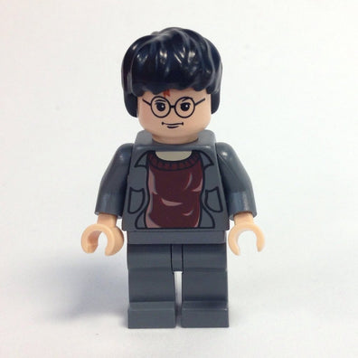 LEGO Minifigure-Harry Potter, Dark Bluish Gray Open Shirt Torso, Dark Tan Legs-Harry Potter / Prisoner of Azkaban-HP041-Creative Brick Builders